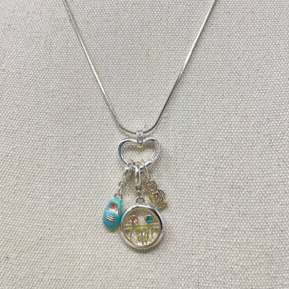 Multi-Charm‎ Family Necklace Customizable Adjustable Silver-Tone Love Heart - Picture 1 of 8